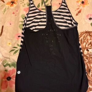 lululemon athletica Black and White Striped Racerback Tank